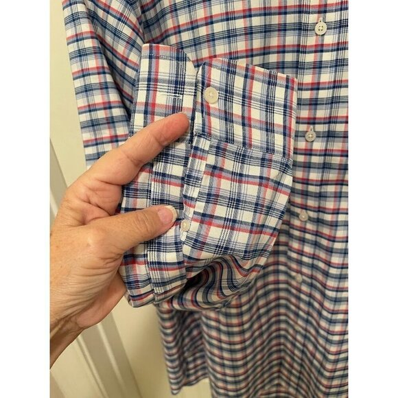 Lands End Mens Supima No‎ Iron Oxford Shirt XL 17-17.5 Plaid 100% Cotton - Picture 6 of 12